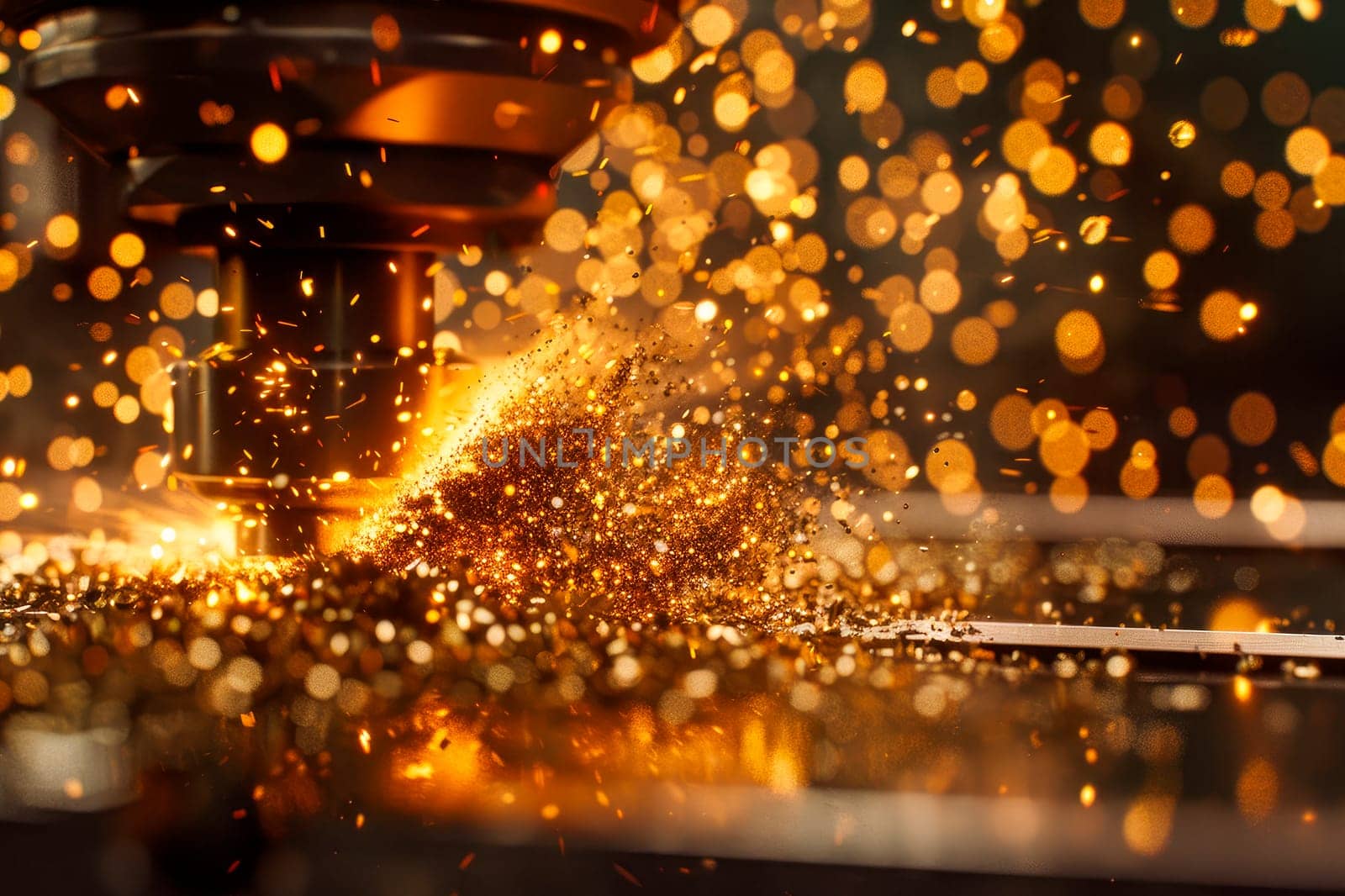 Industrial abstract background, metal drilling and cutting. AI generated