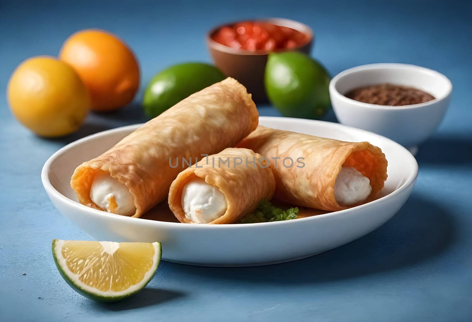 AI generated of enmoladas, a traditional mexican food with chicken meat and spicy sauce