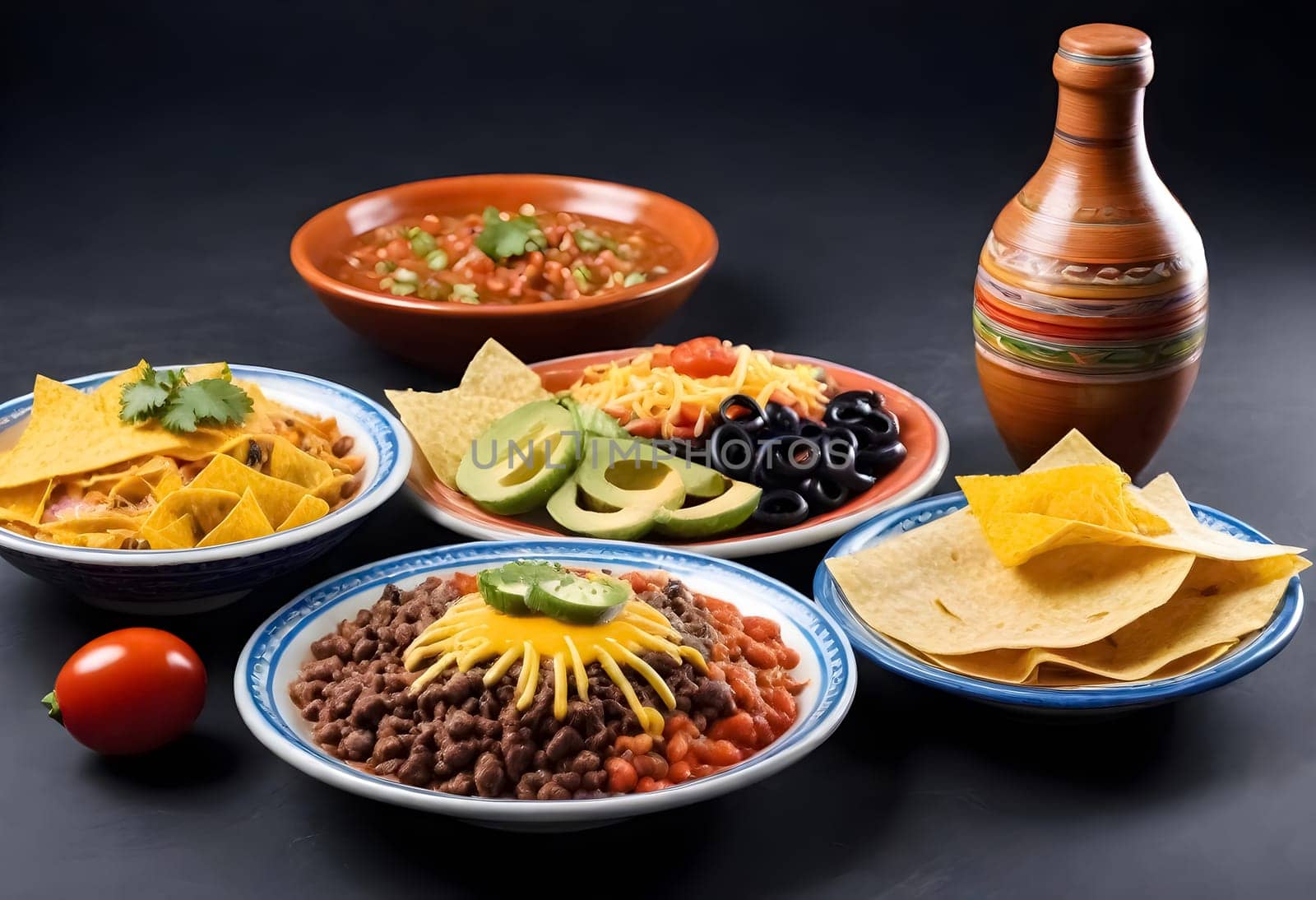 AI generated of a variety of mexican foods are on the table