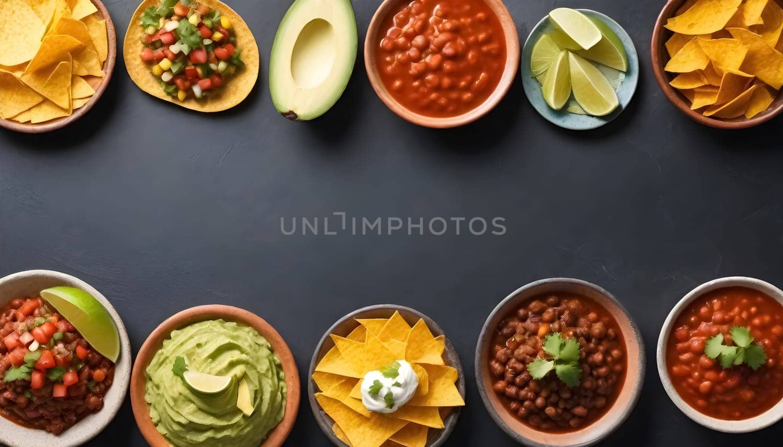 AI generated of a variety of mexican foods are on the table