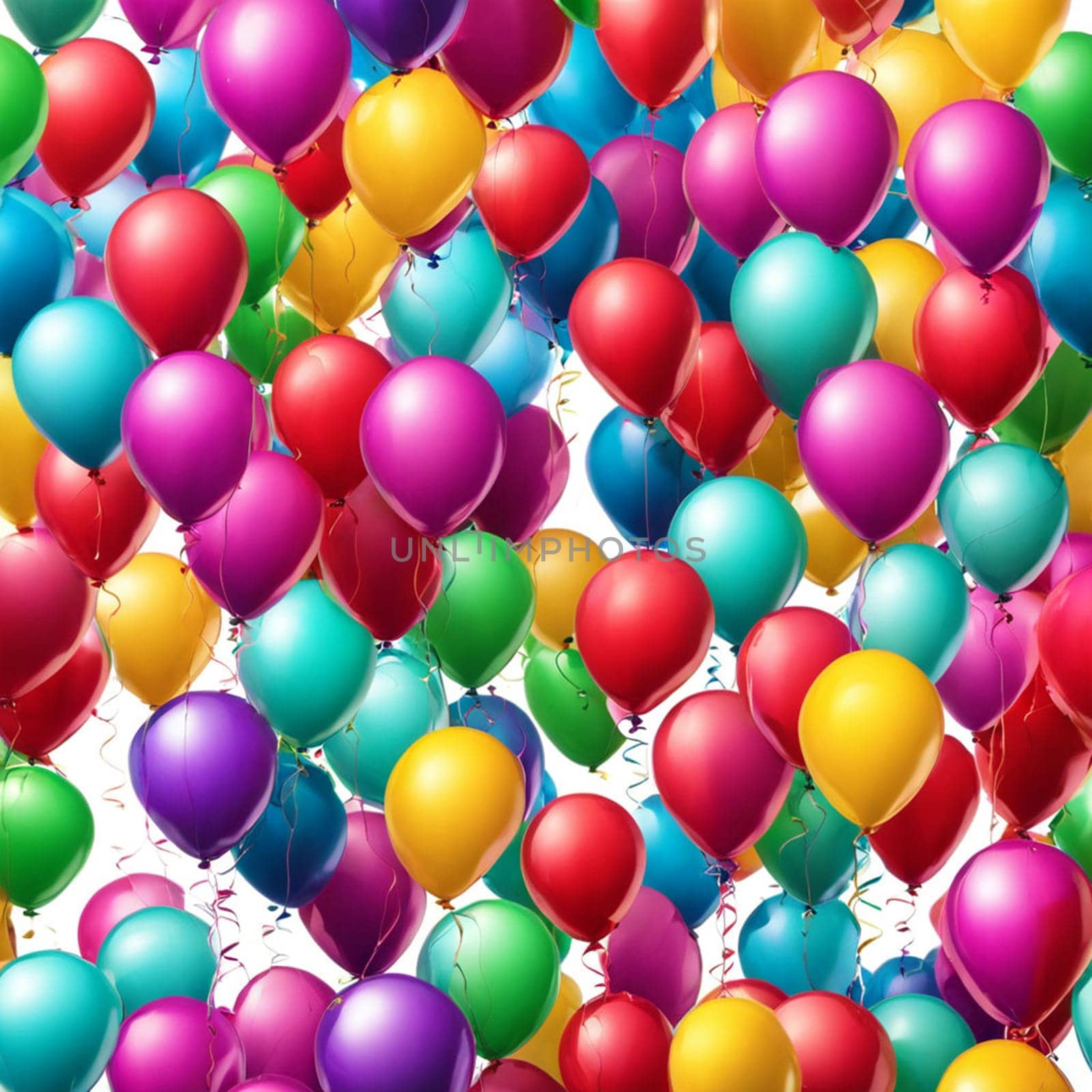 colorful balloons isolated on transparent background cutout