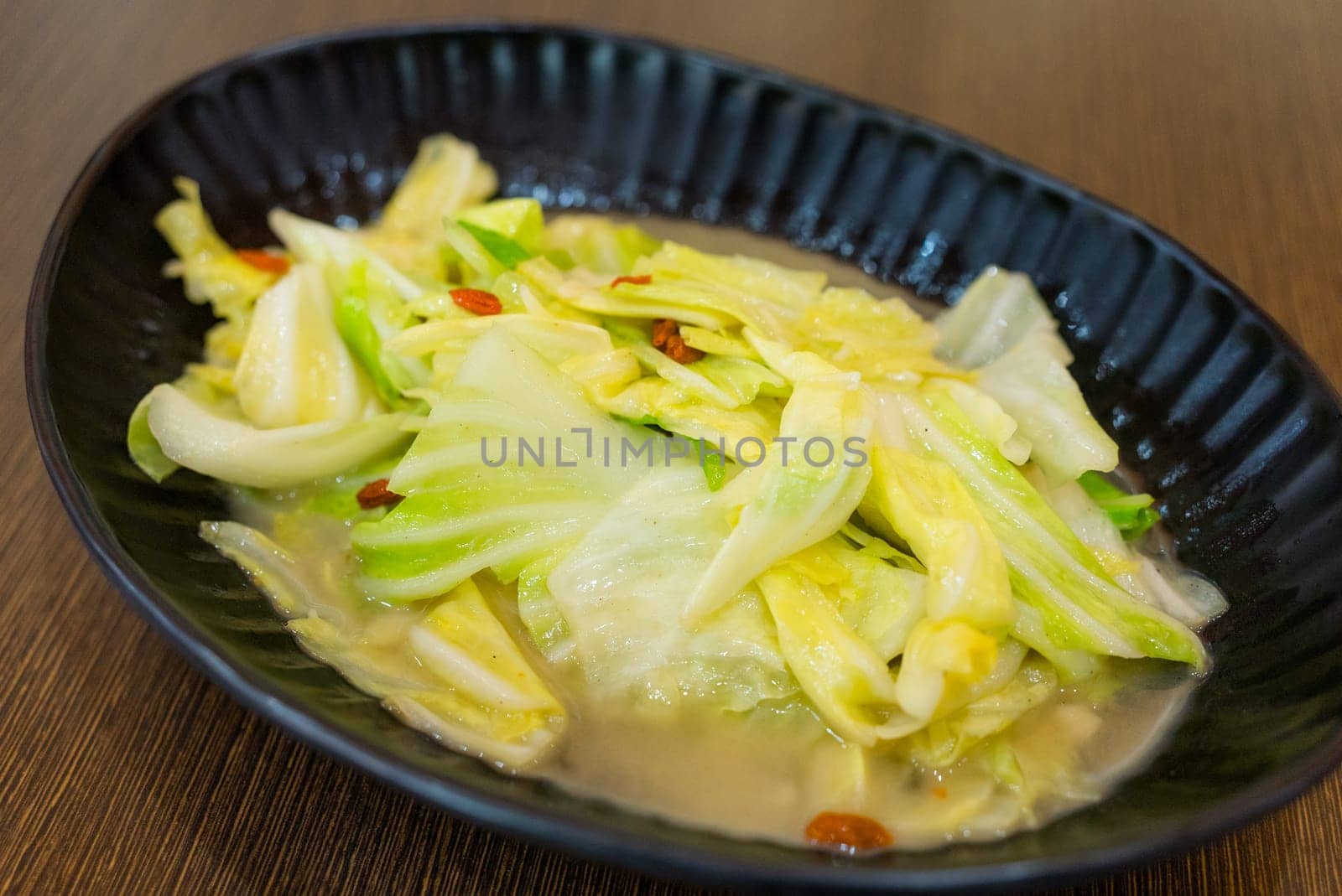 Chicken soup with cabbage on dish