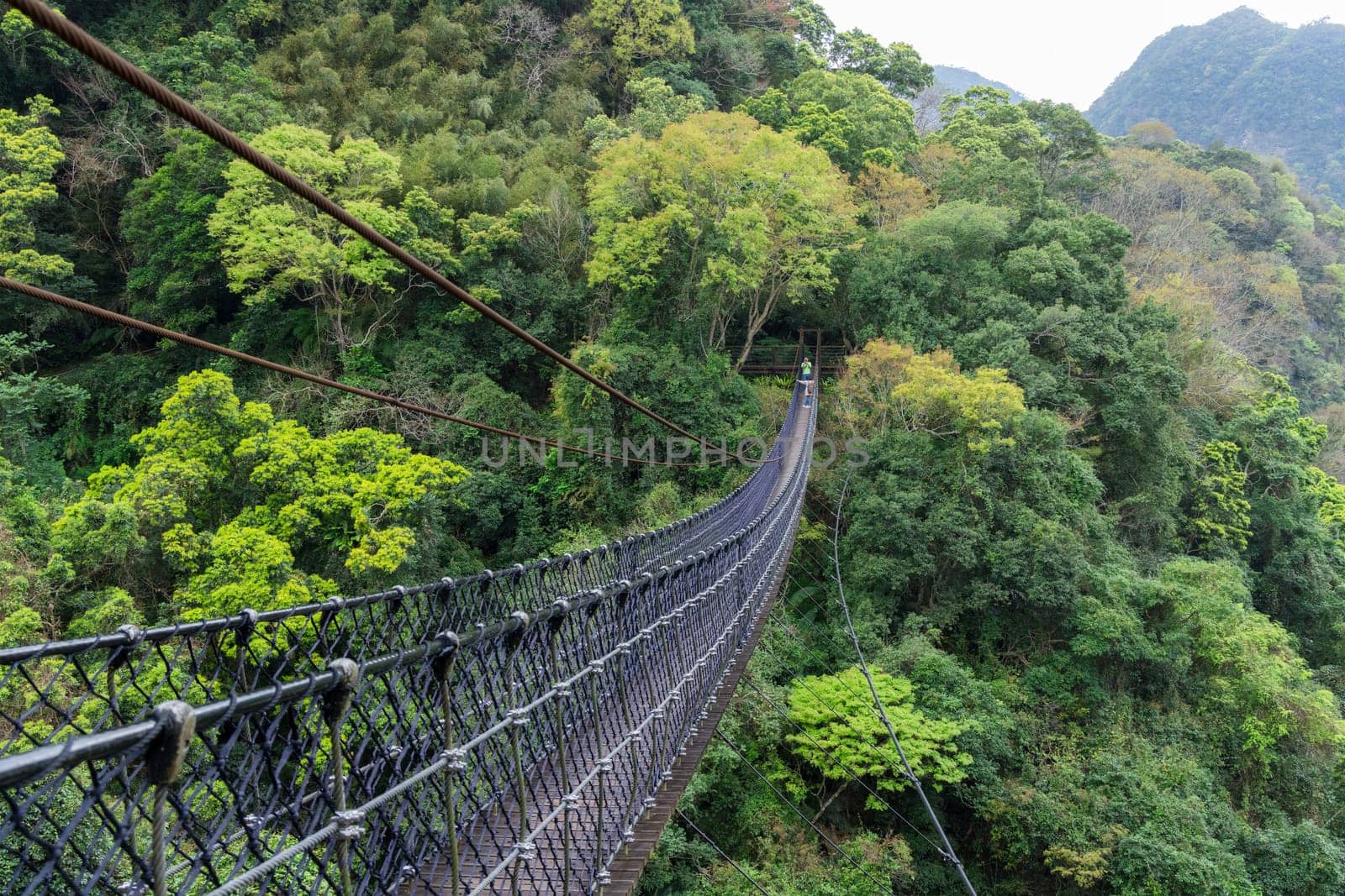 Suspension bridge in Xiao Wulai Skywalk in Taoyuan Tourism of Taiwan