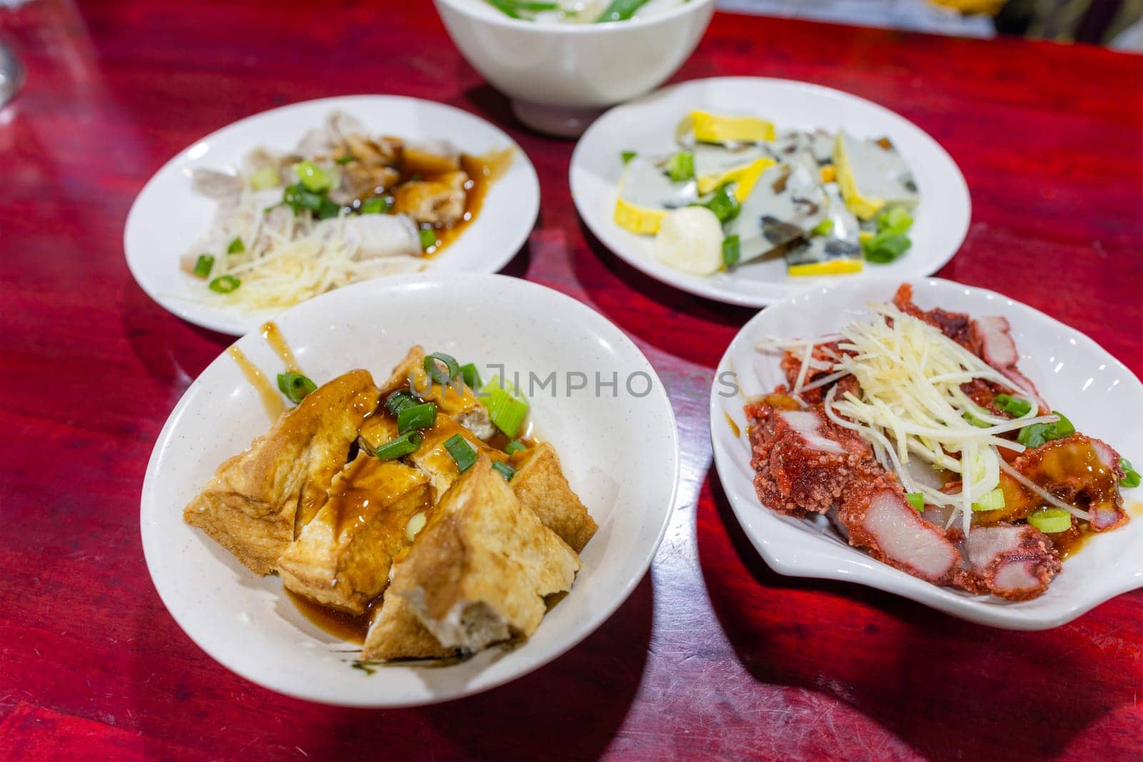 Taiwanese local street food with Tofu sausage and meat