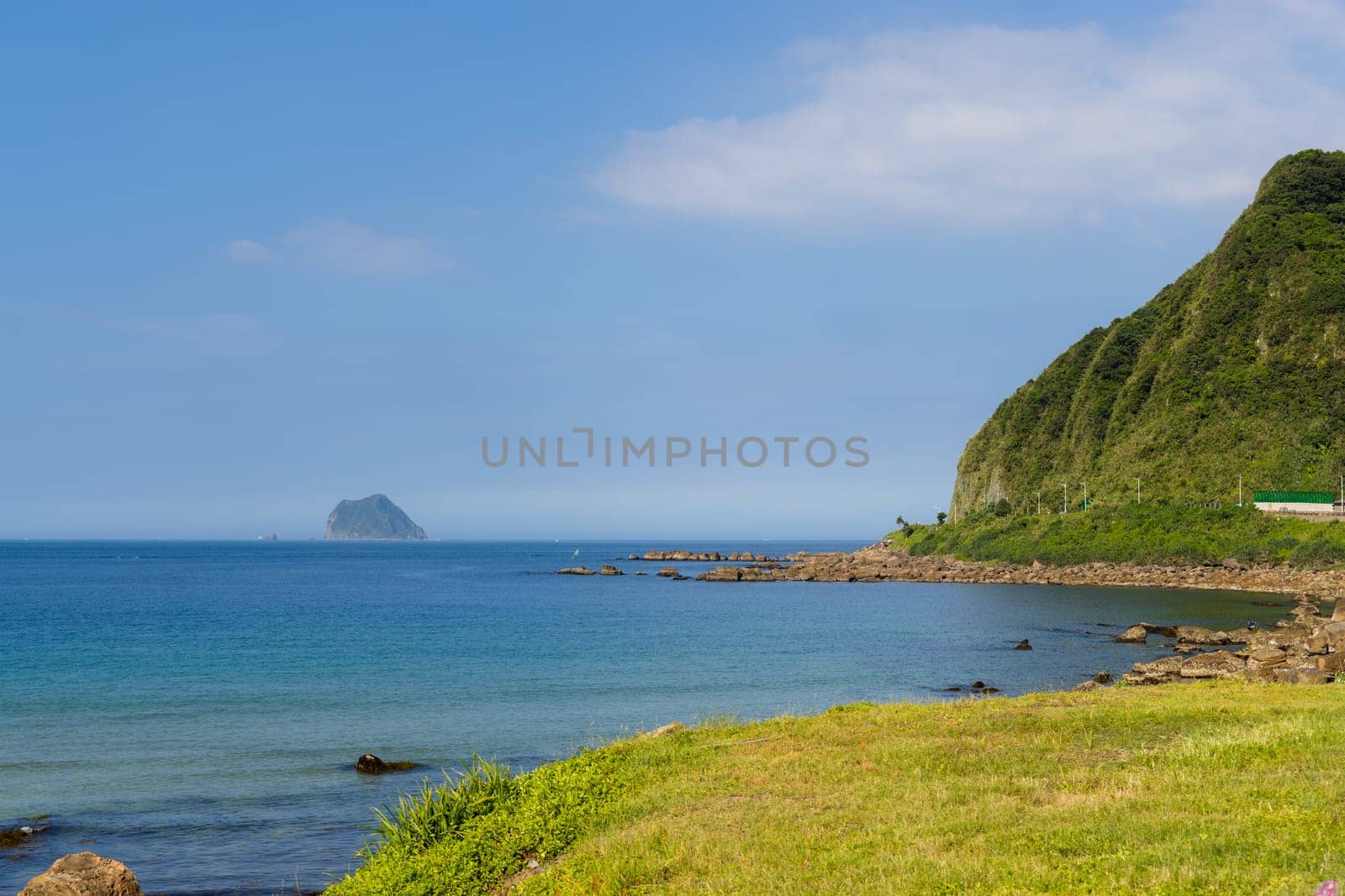 Sea of the coastline with blue sky