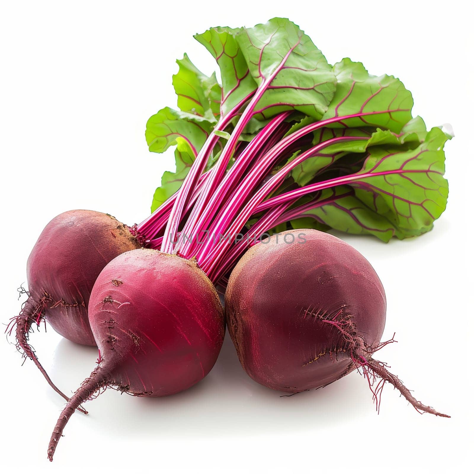 A collection of beets arranged in a group and placed neatly on a white surface - isolated raw food