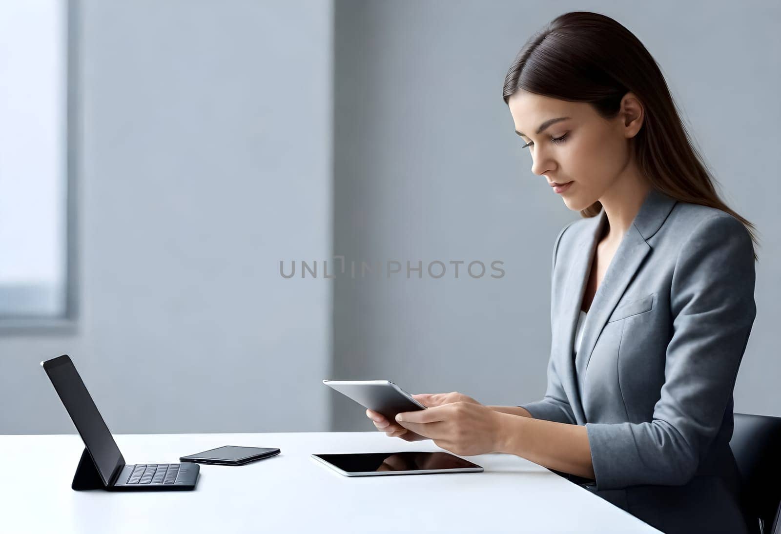 AI generated portrait of business woman person on working environtment