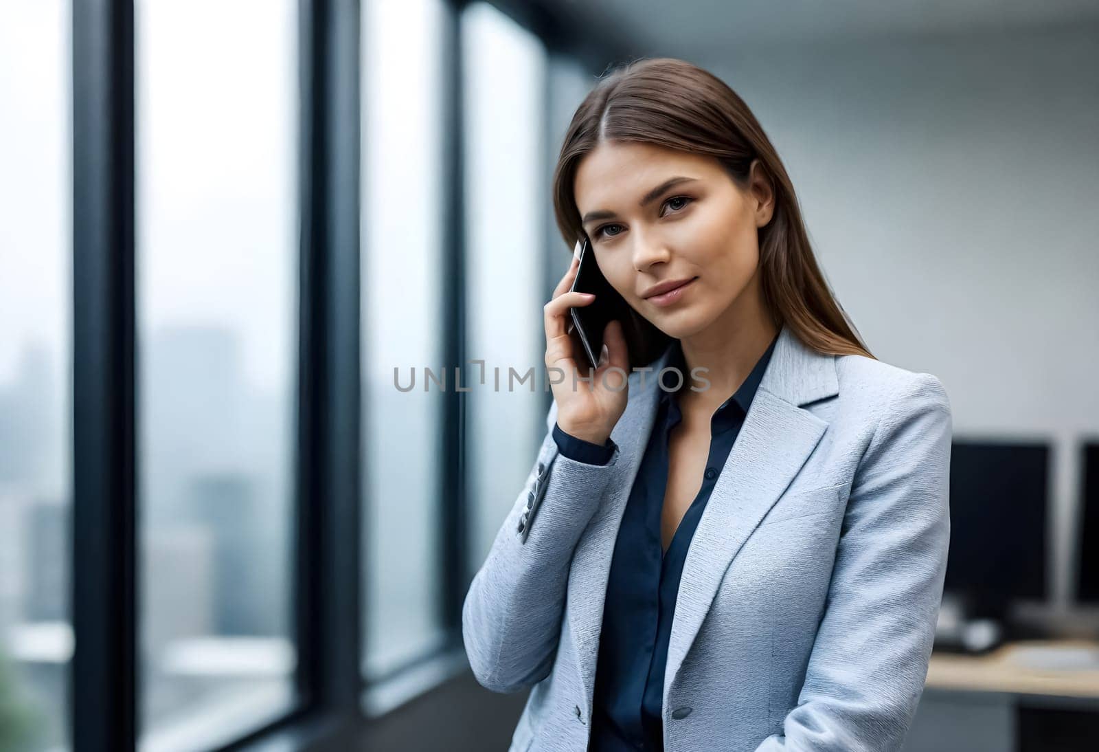 AI generated portrait of business woman person on working environtment