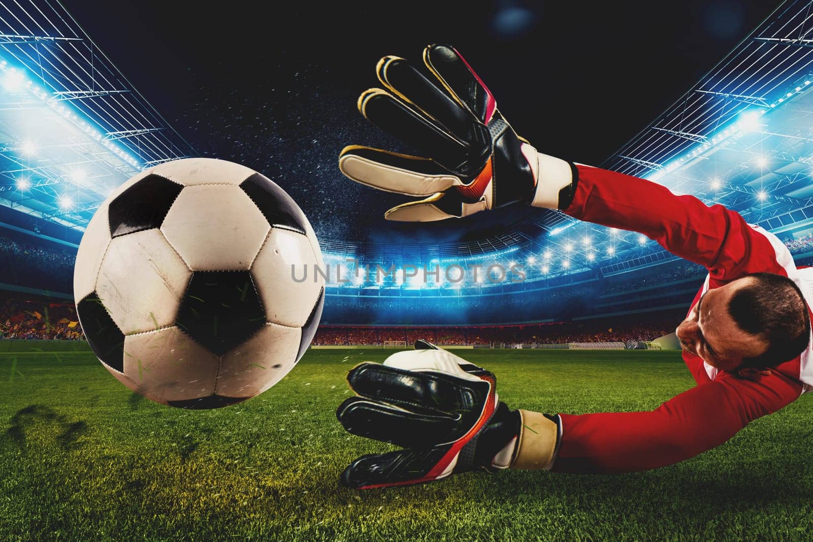 Football close up scene at the stadium