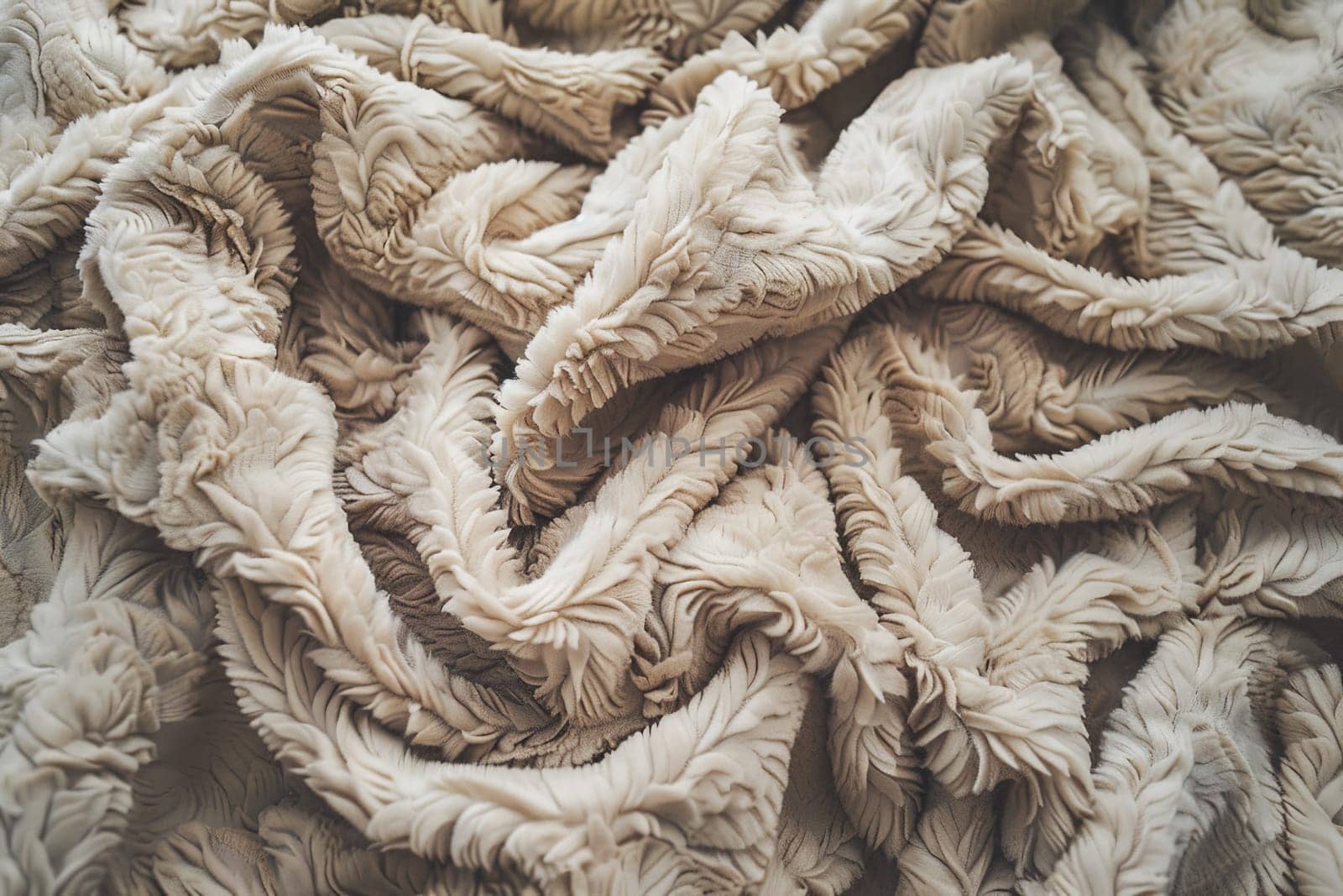 A close up view of a messy pile of colorful blankets stacked on top of each other. The blankets appear to be soft and fluffy, with varying textures and patterns.
