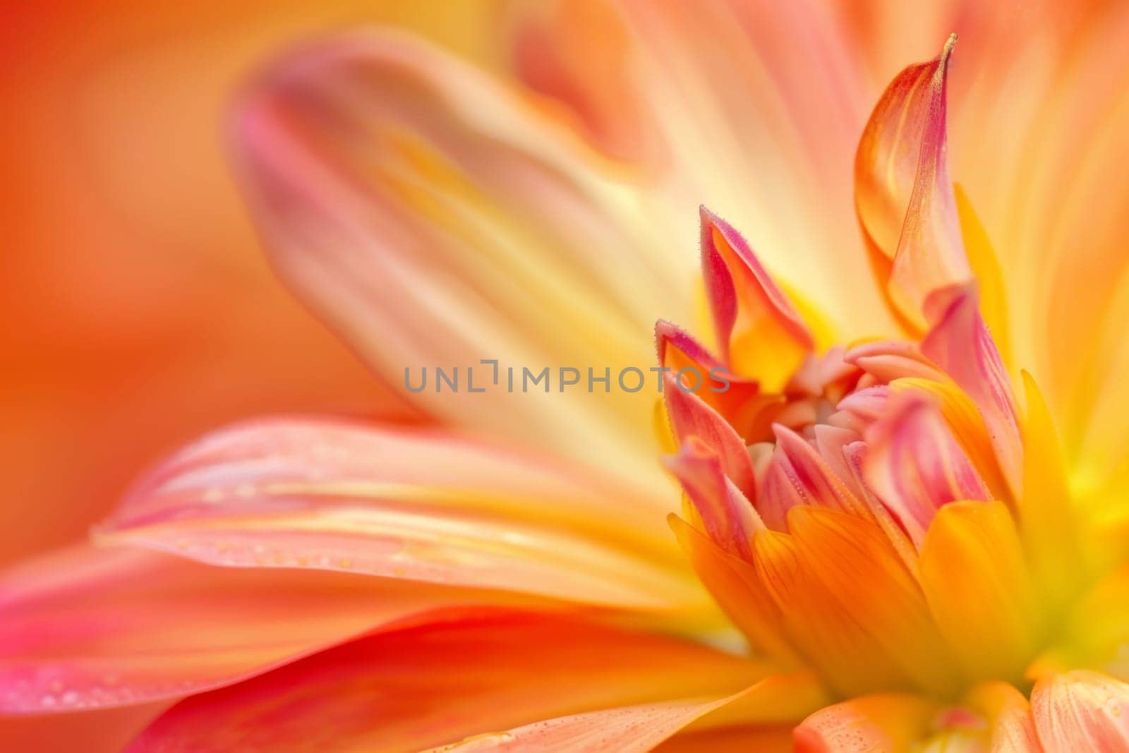 A close up view of a vibrant pink and yellow flower blooming, showcasing intricate petals and delicate stamens. The flower is in full bloom, with the colors contrasting beautifully against a green background.