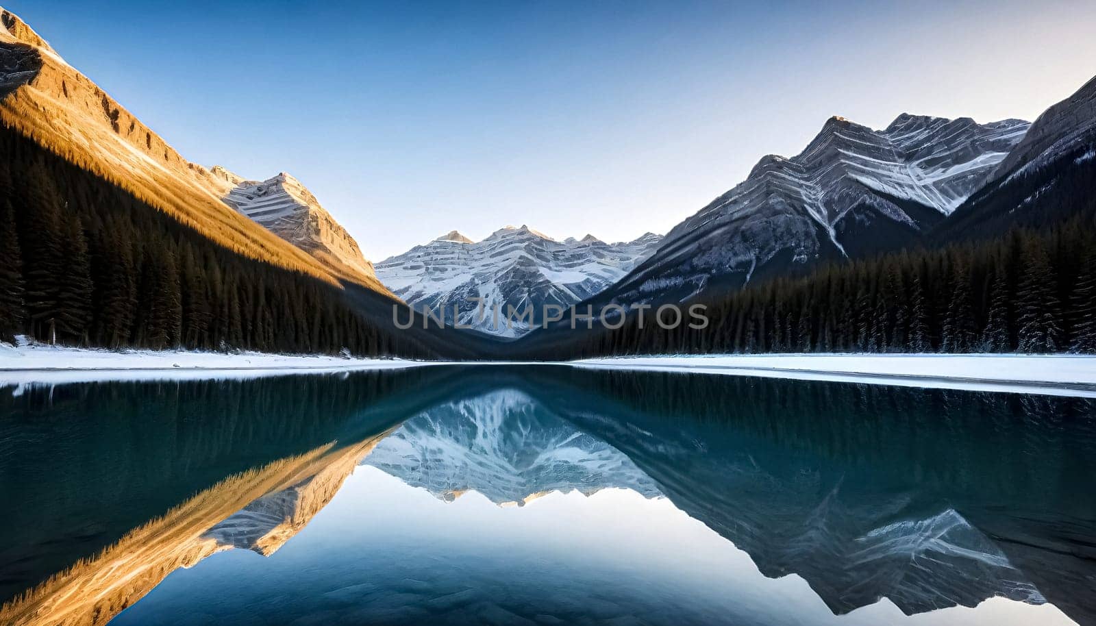 AI generated of banff national park in canada with a lake and mountains in the background