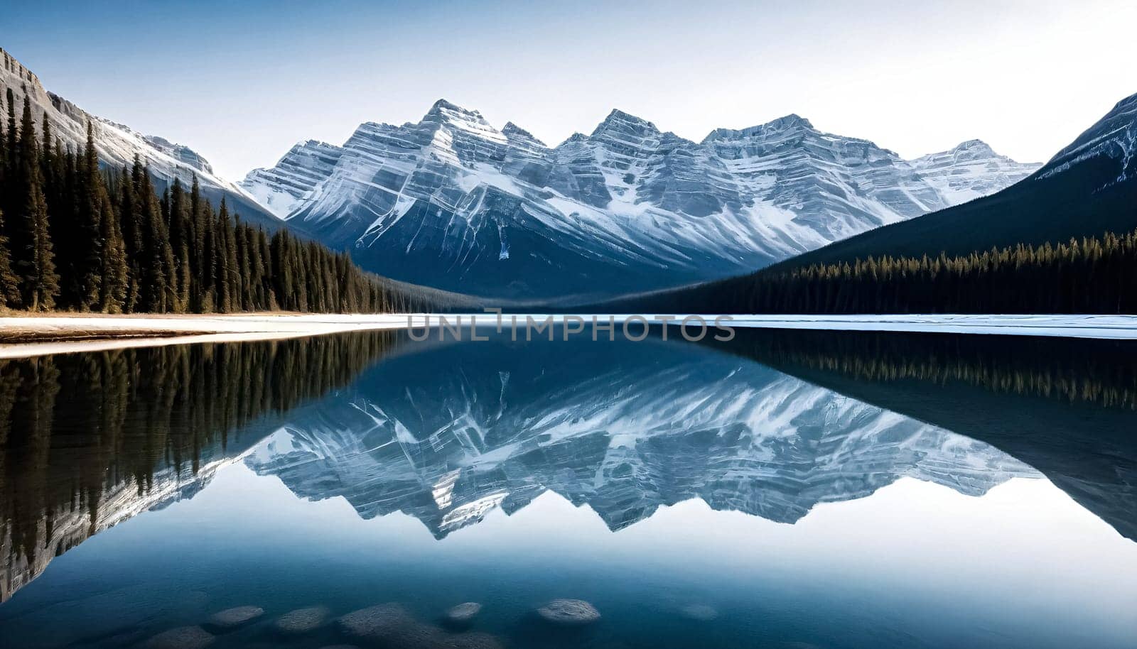 AI generated of banff national park in canada with a lake and mountains in the background