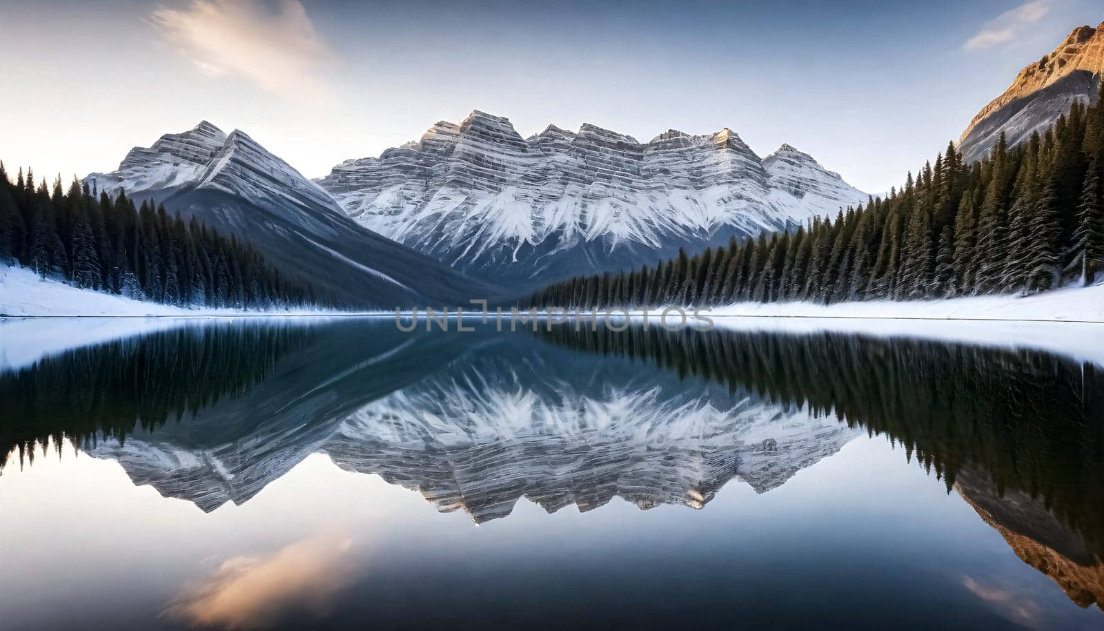 AI generated of banff national park in canada with a lake and mountains in the background