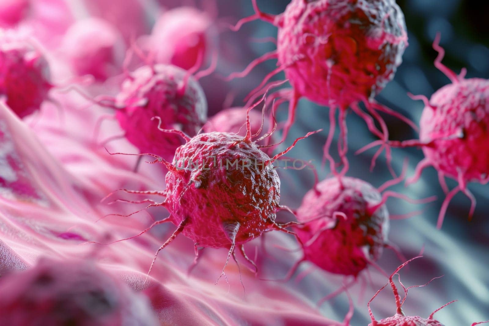 A group of red and pink blood cells are clustered together, moving through a blood vessel. The red blood cells transport oxygen, while the pink blood cells play a role in the immune system.