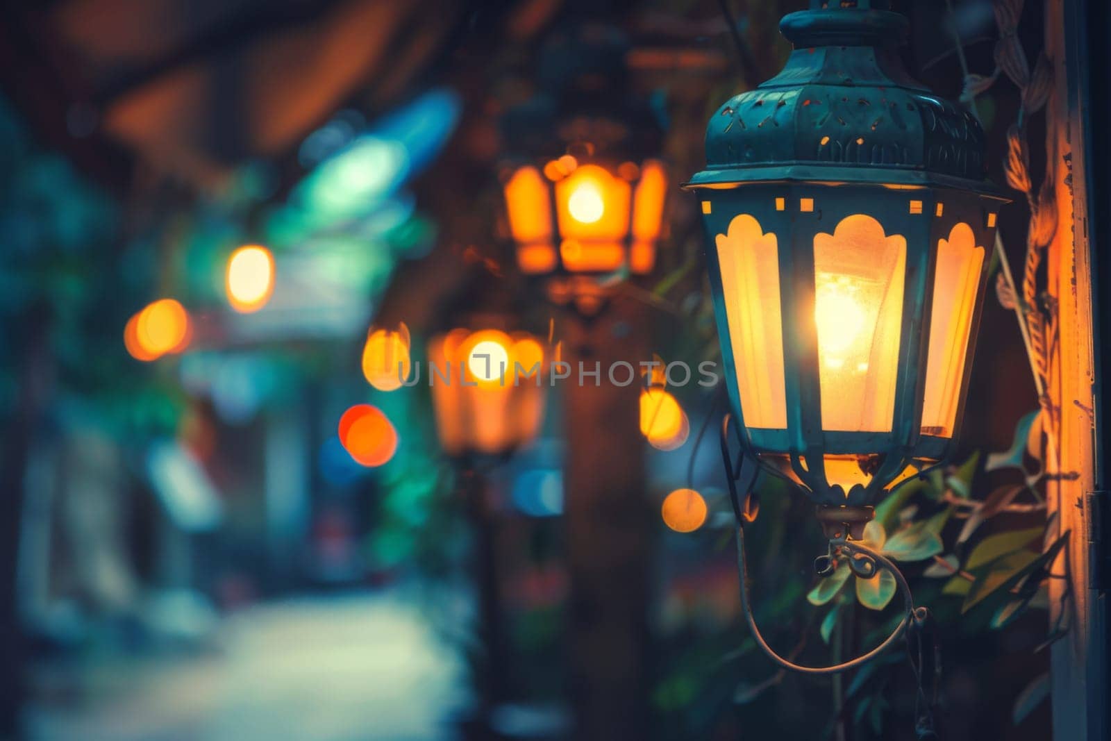The image shows two lights mounted on a pole. The lights appear to be illuminated, possibly serving as outdoor lighting in a public space or a residential area.