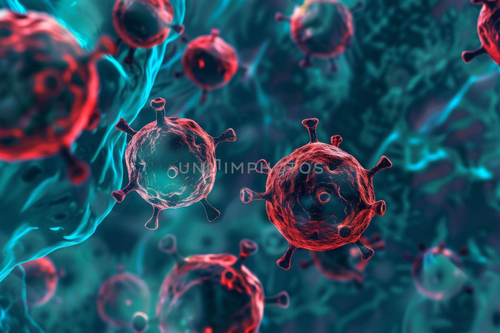 A cluster of red and blue corona coronas spread across the image in a vibrant display. The corona coronas stand out with their distinctive colors against a neutral background.
