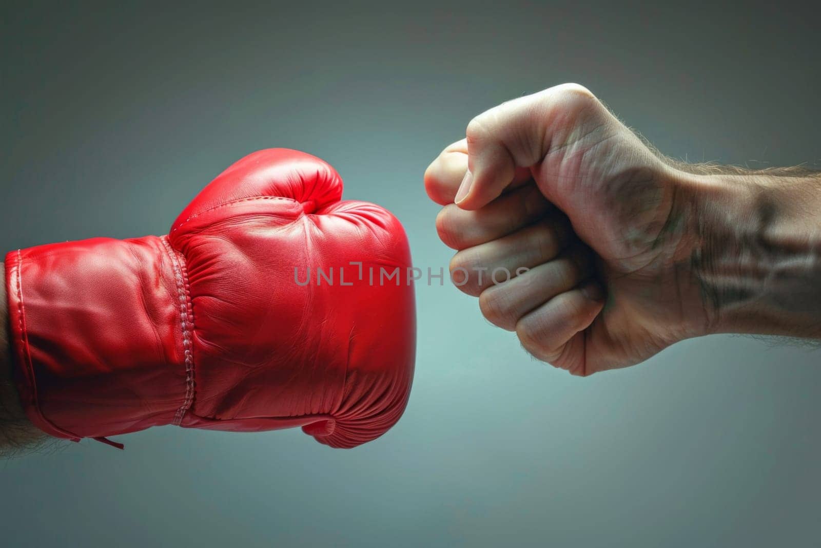 A detailed view of an individual wearing red boxing gloves, readying themselves for a boxing match. The gloves are prominently displayed, showcasing the intensity and focus of the moment.