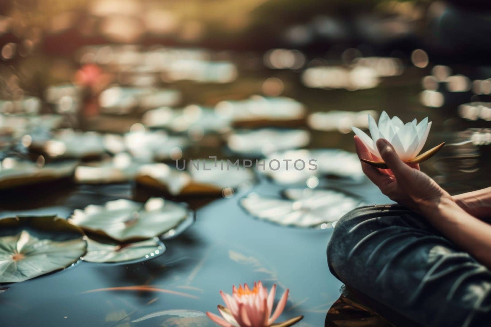A person is holding a flower in their hand. The individuals fingers gently grasp the delicate petals of the flower. The background is blurred, drawing focus to the interaction between the person and the flower.