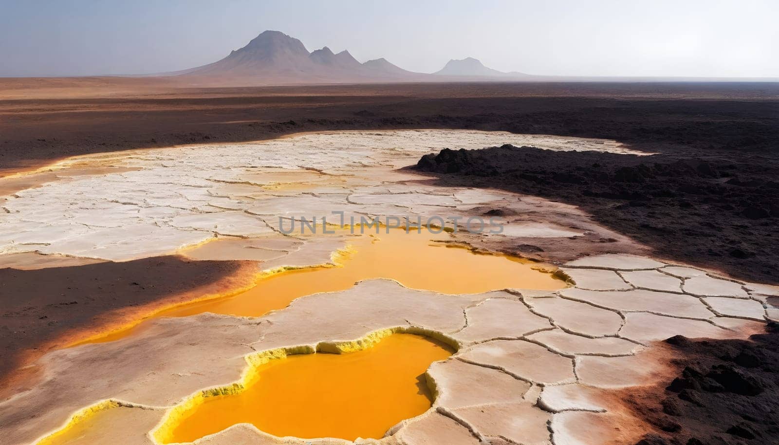 AI generated of the colorful water of the danakil depression lake on ethiopia, africa
