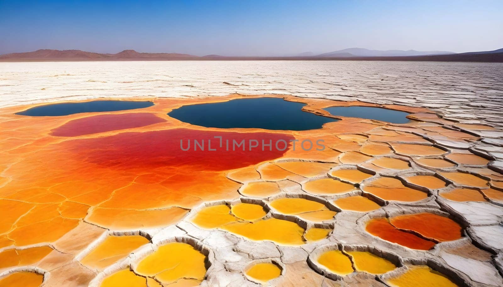 AI generated of the colorful water of the danakil depression lake on ethiopia, africa