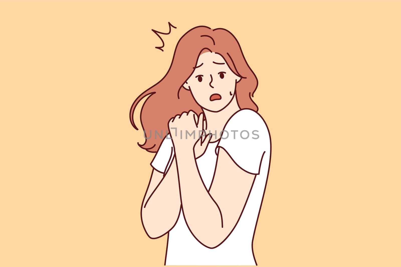 Frightened girl learned bad news, opens mouth and feels stressed due to information about imminent price increase. Girl reaction to bad fake news and misinformation causing stress and amazement