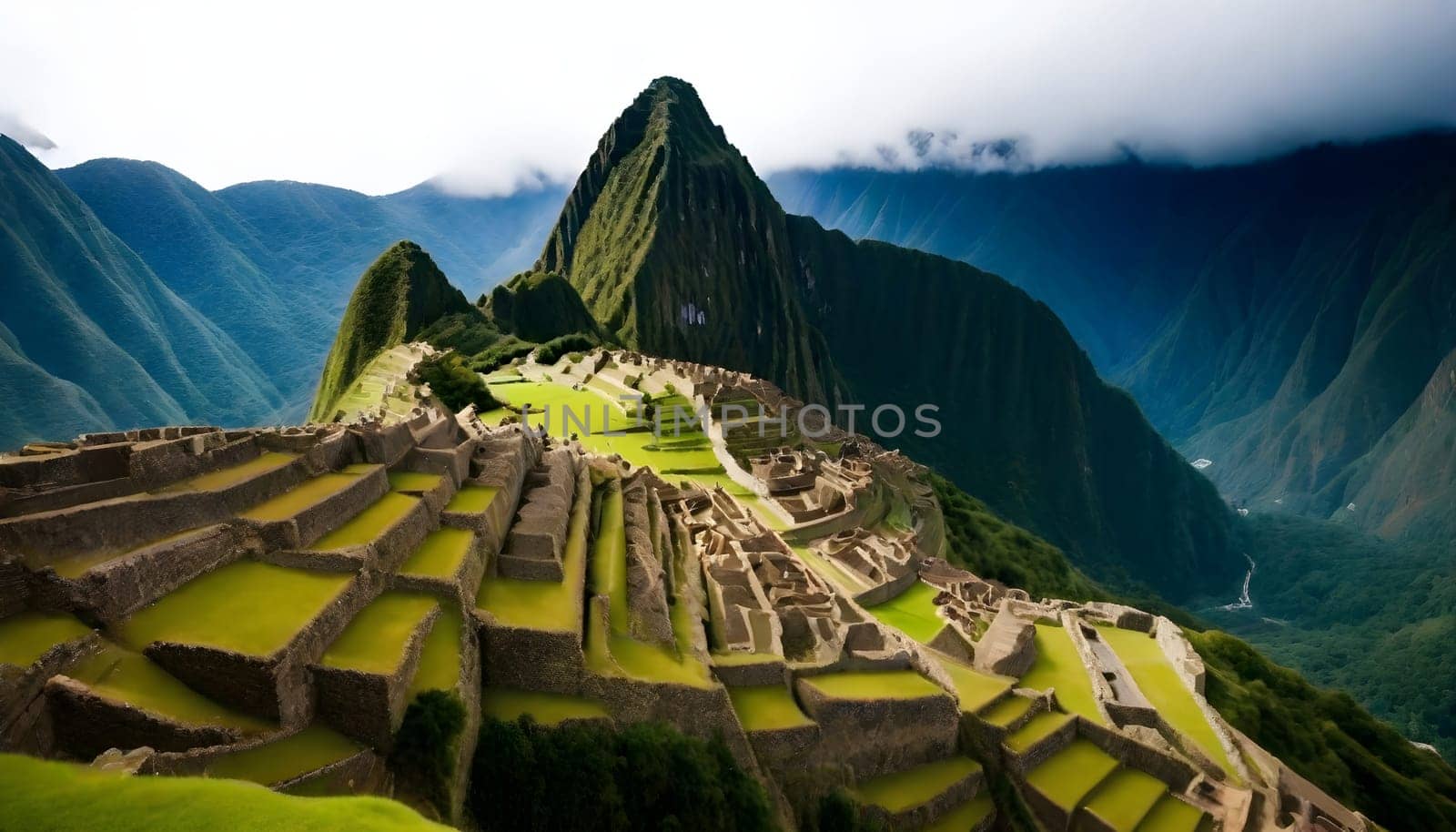 AI genreated of a photo of the ruins of a city with foggy clouds