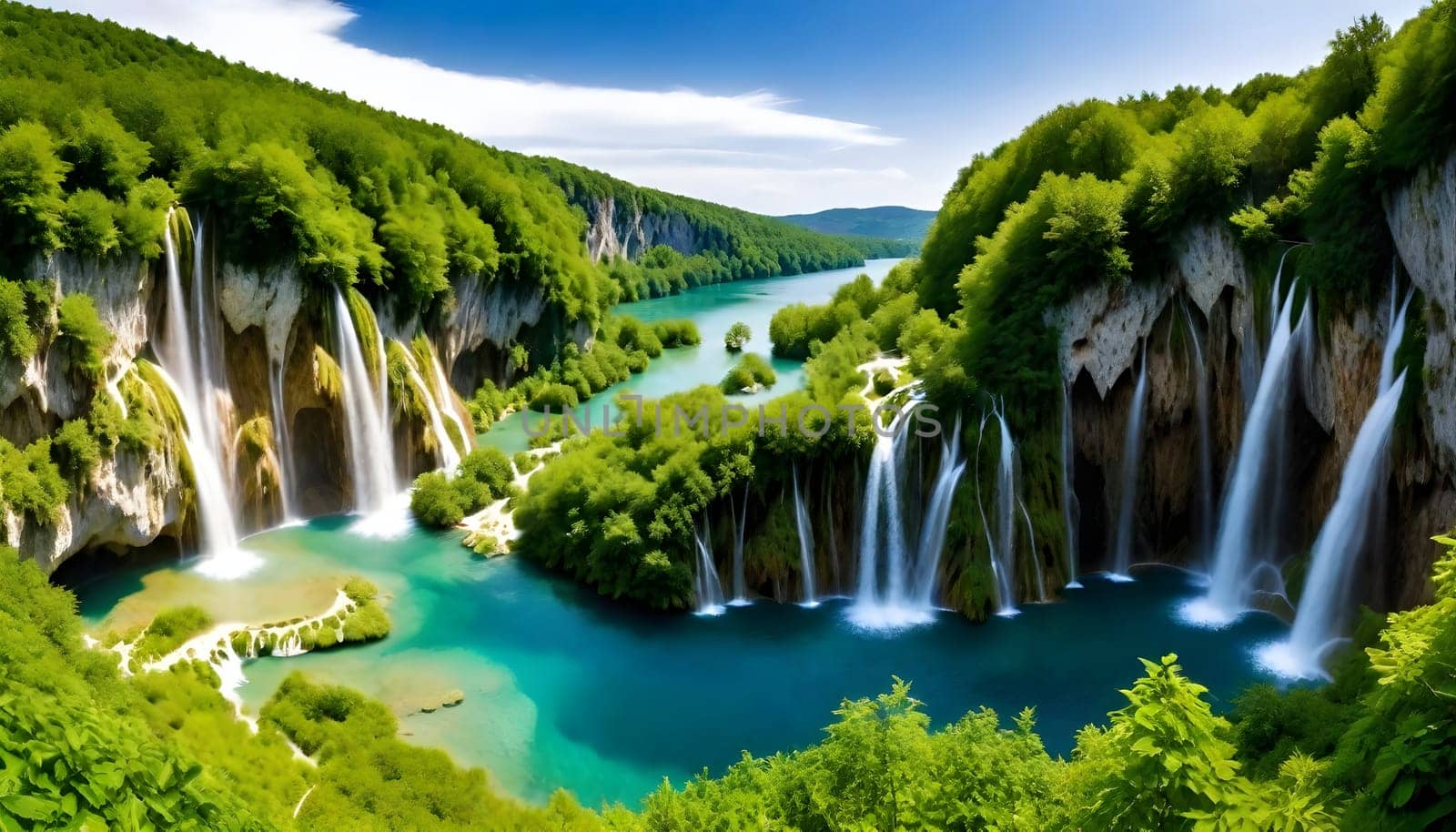 AI generated of a photo of a waterfall with trees in the background
