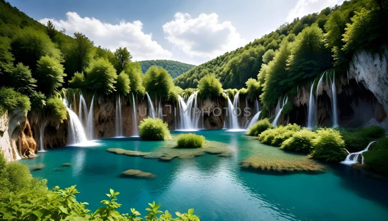 AI generated of a photo of a waterfall with trees in the background