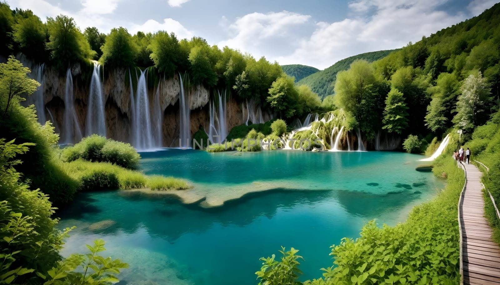 AI generated of a photo of a waterfall with trees in the background