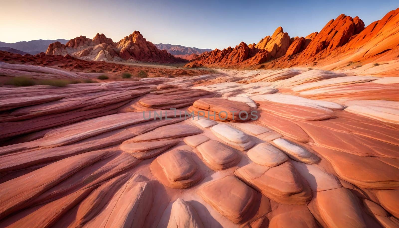 AI generated of a desert landscape with rocks and clouds in the sky