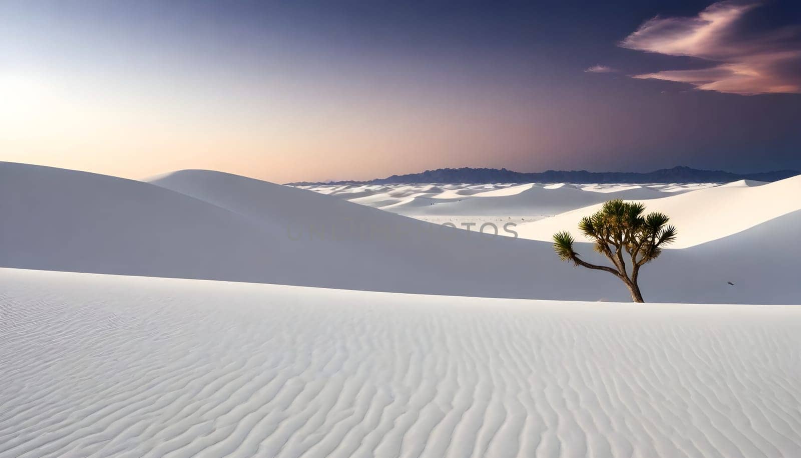 AI generated of a sand dune with a lone figure in the middle