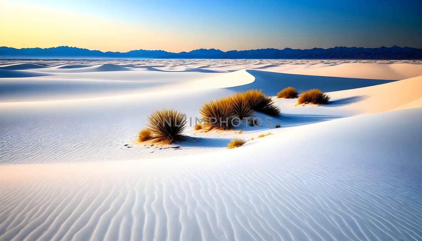 AI generated of a sand dune with a lone figure in the middle