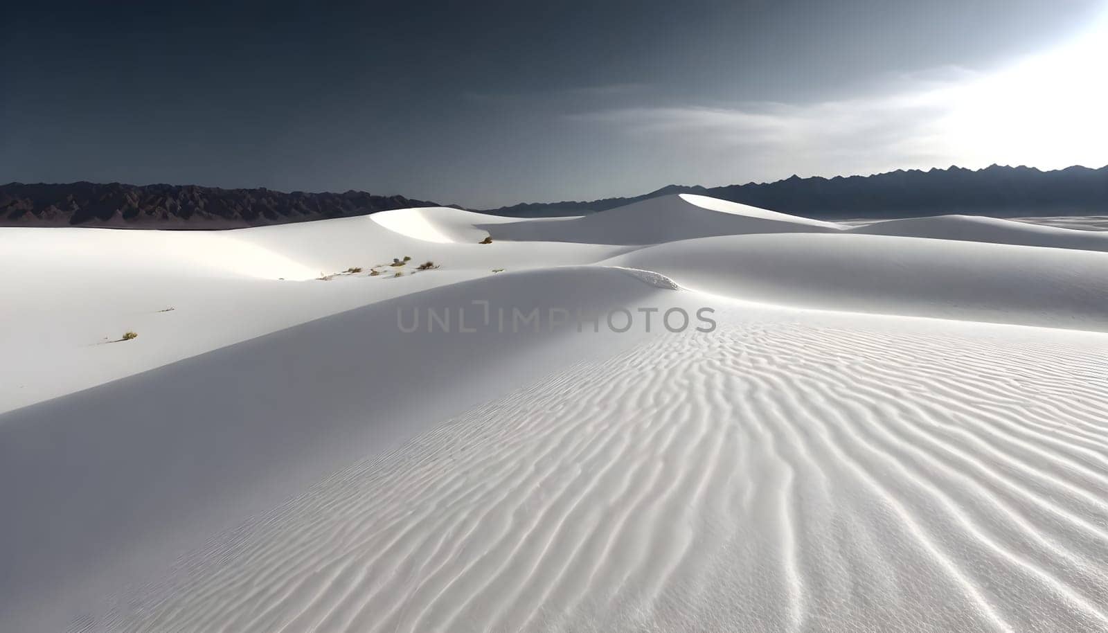AI generated of a sand dune with a lone figure in the middle