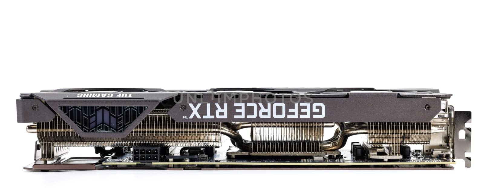 NVIDIA RTX 3060 OC 12g TUF Gaming graphics card on white background. Tula, Russia - July 26, 2022