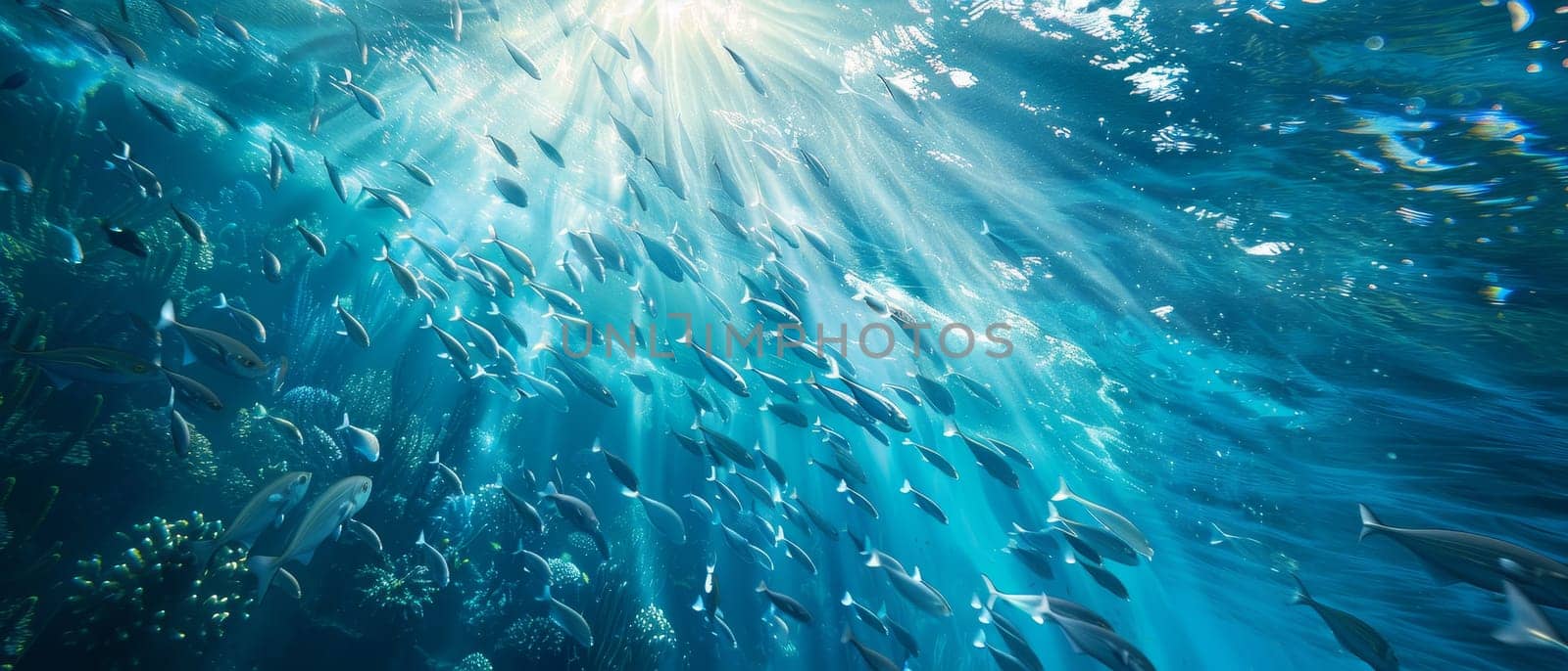 Graceful school of colorful fish swimming in the tranquil waters of a natural habitat