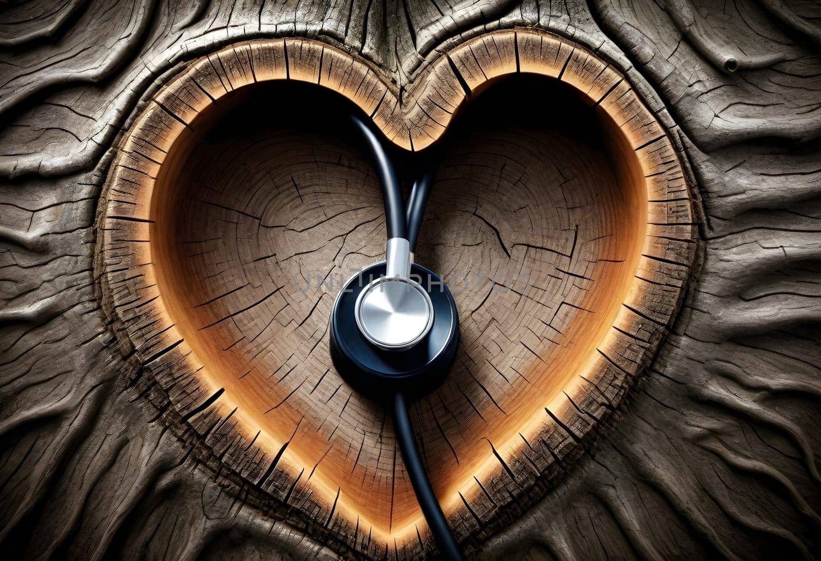 AI generated of a heart shape of a trunk with a stethoscope on the side of it