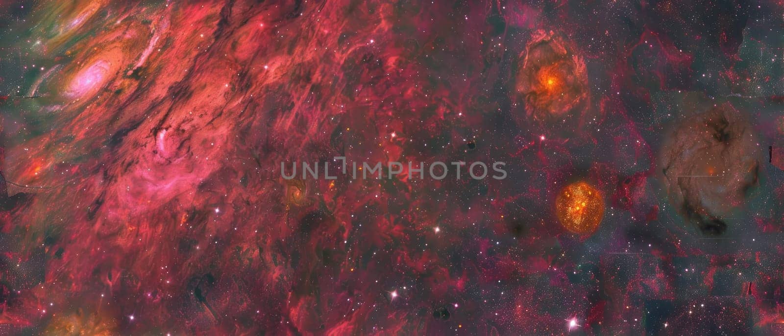 This image artfully captures the ethereal beauty of interstellar clouds, blended with a spectrum of cosmic colors, evoking the mystery of the cosmos