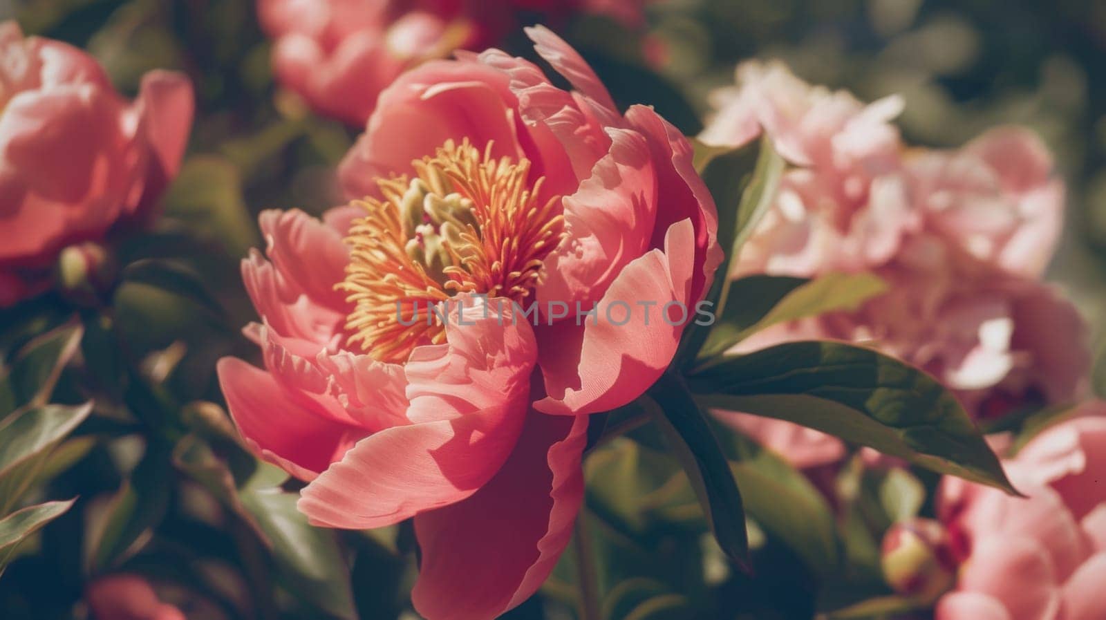 A vibrant cluster of pink flowers, displaying an array of delicate petals in full bloom. The flowers are flourishing, showcasing their vivid pink hues under the sunlight.