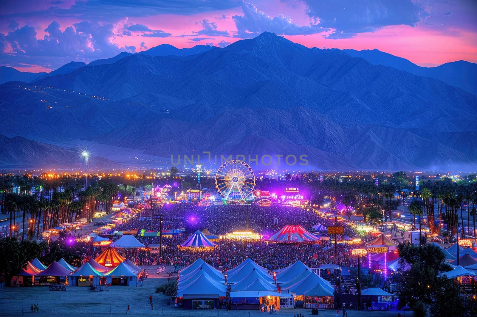 show ferris wheel and other rides at carnival fair professional photography