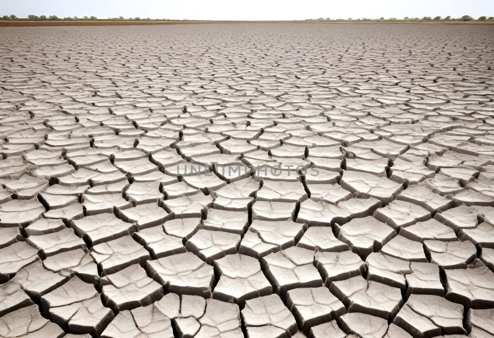 AI generated of a dry lake with a cracked surface and a cracked area