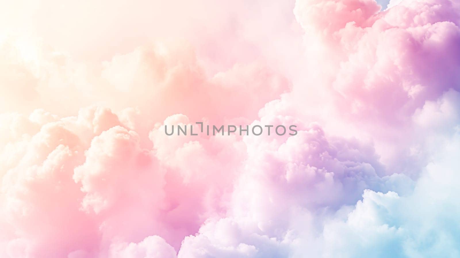 A close up of a cloud with pink, blue and white colors, AI