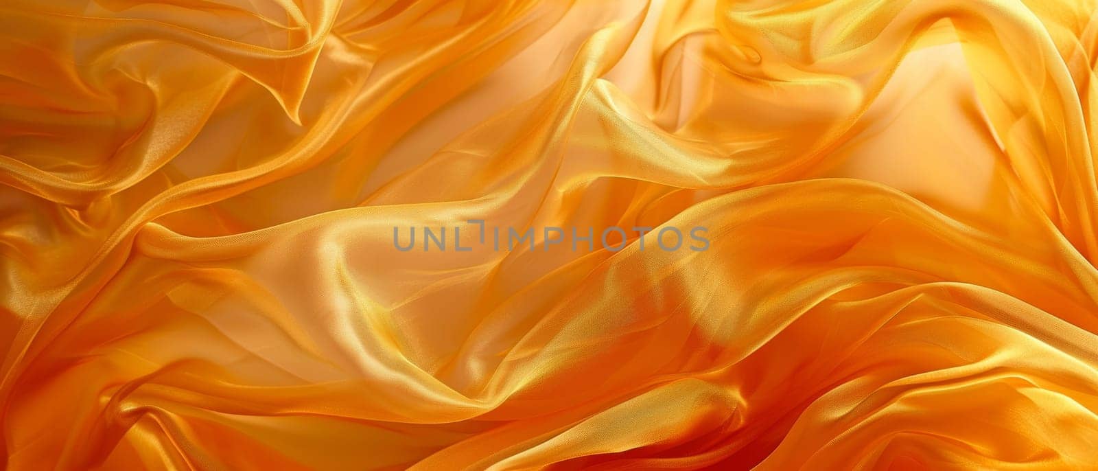 Golden yellow satin draped elegantly in soft undulating waves, exhibiting the radiant sheen and supple texture of the fabric