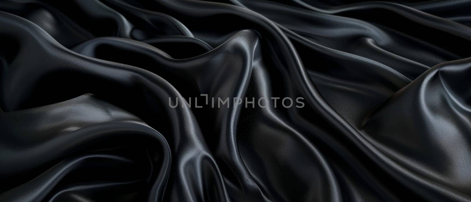 Rich folds of jet black satin draped sensuously, revealing the sultry sheen and fluid drape of the high-quality fabric