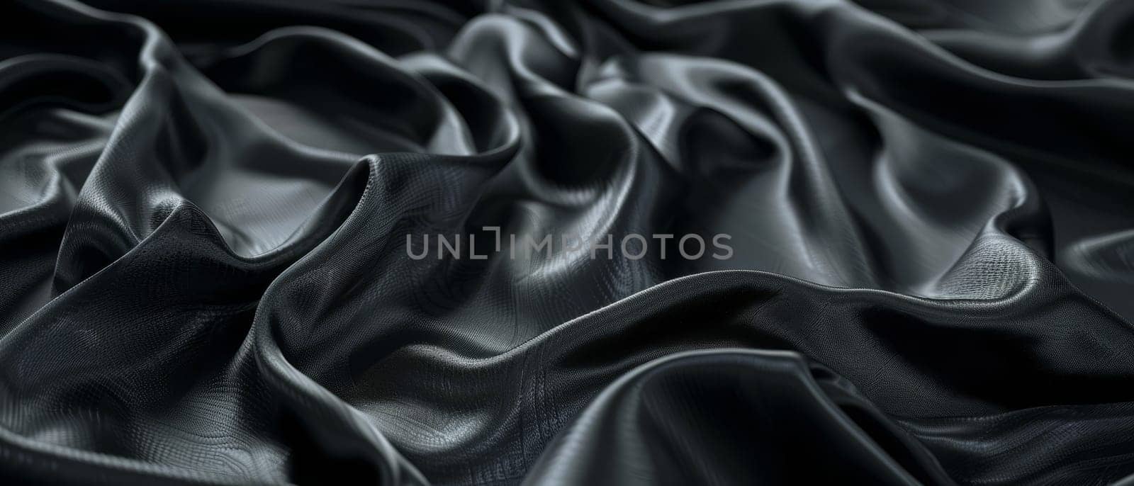 Rich folds of jet black satin draped sensuously, revealing the sultry sheen and fluid drape of the high-quality fabric