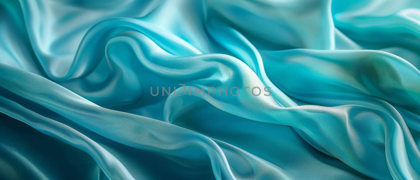 Airy folds of pale aquamarine satin fabric billowing gracefully, revealing the delicate sheen and featherlight quality