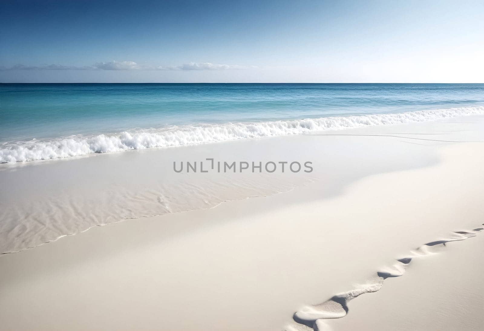 AI generated of footprints in the sand on a beach