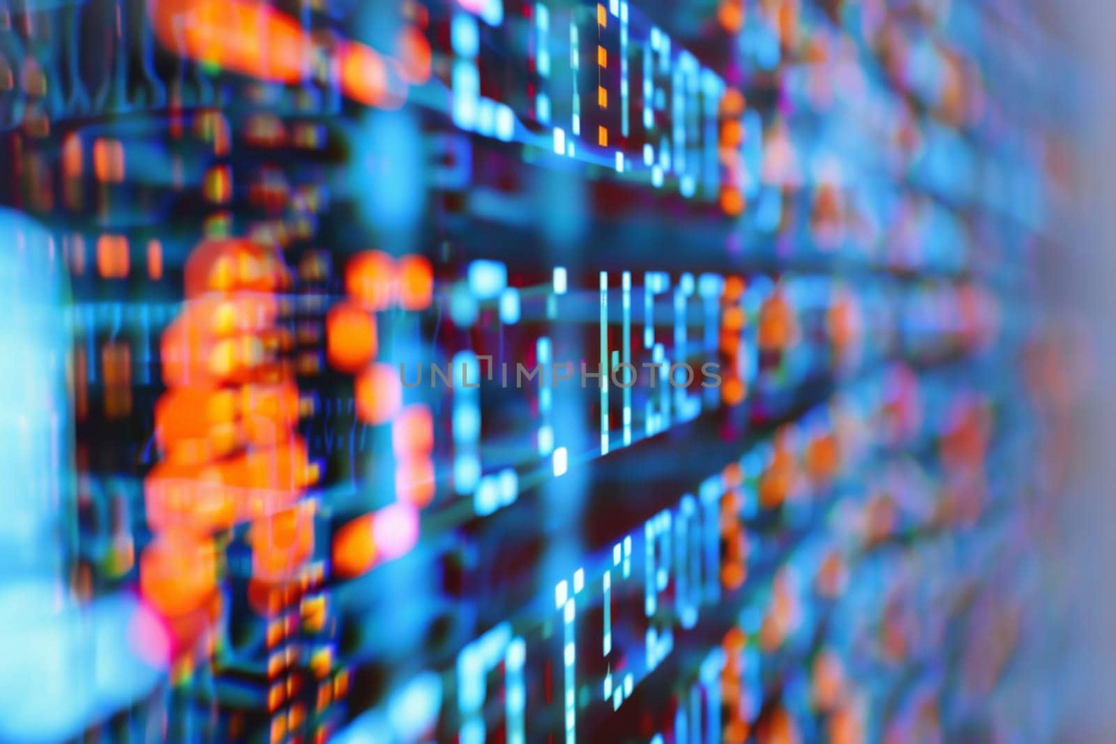 A computer screen displaying numerous digits and numerical data in a grid-like pattern. The numbers are various sizes and colors, filling the screen with data.