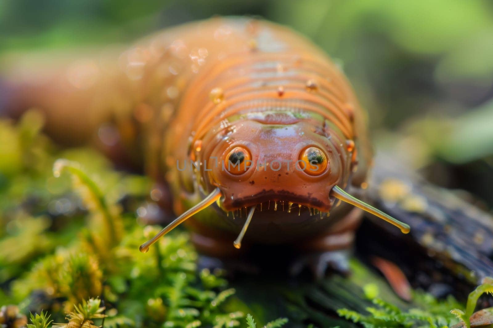 A detailed view of a grasshopper perched on the ground, showcasing its intricate body structure and coloration. The grasshopper is stationary, with its large hind legs and antennae clearly visible.