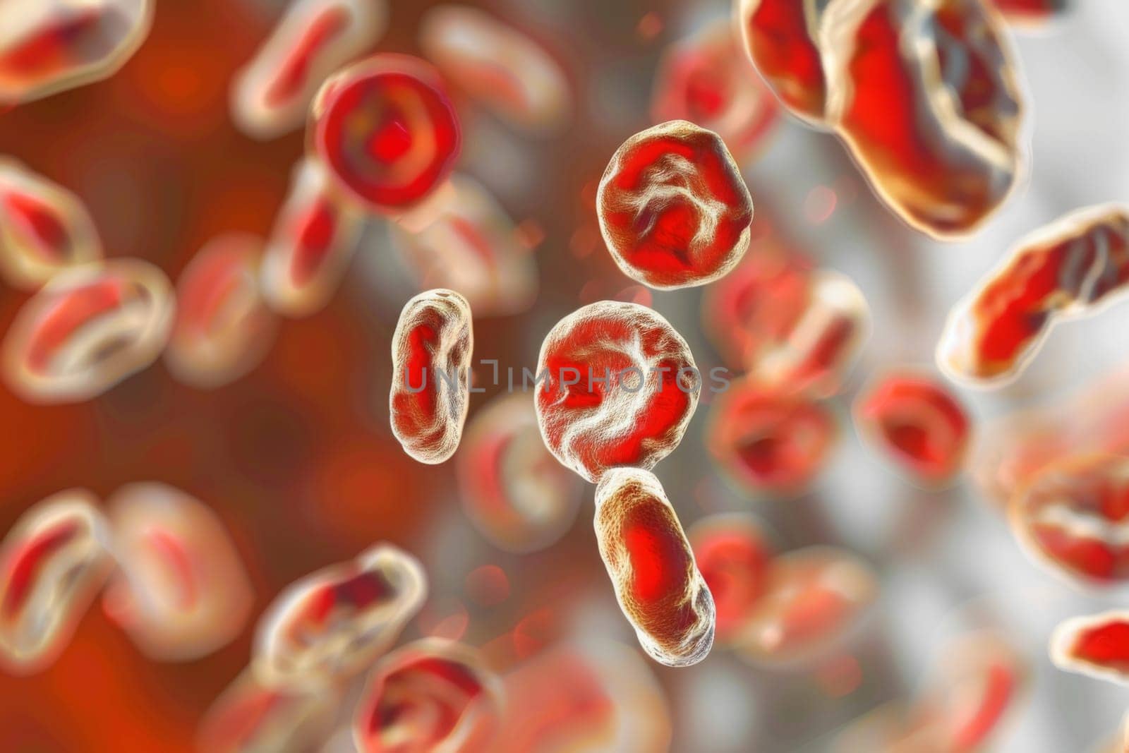 A cluster of red and white blood cells floating within the bloodstream, showcasing the vital components responsible for oxygen transportation, immune response, and overall health functions.